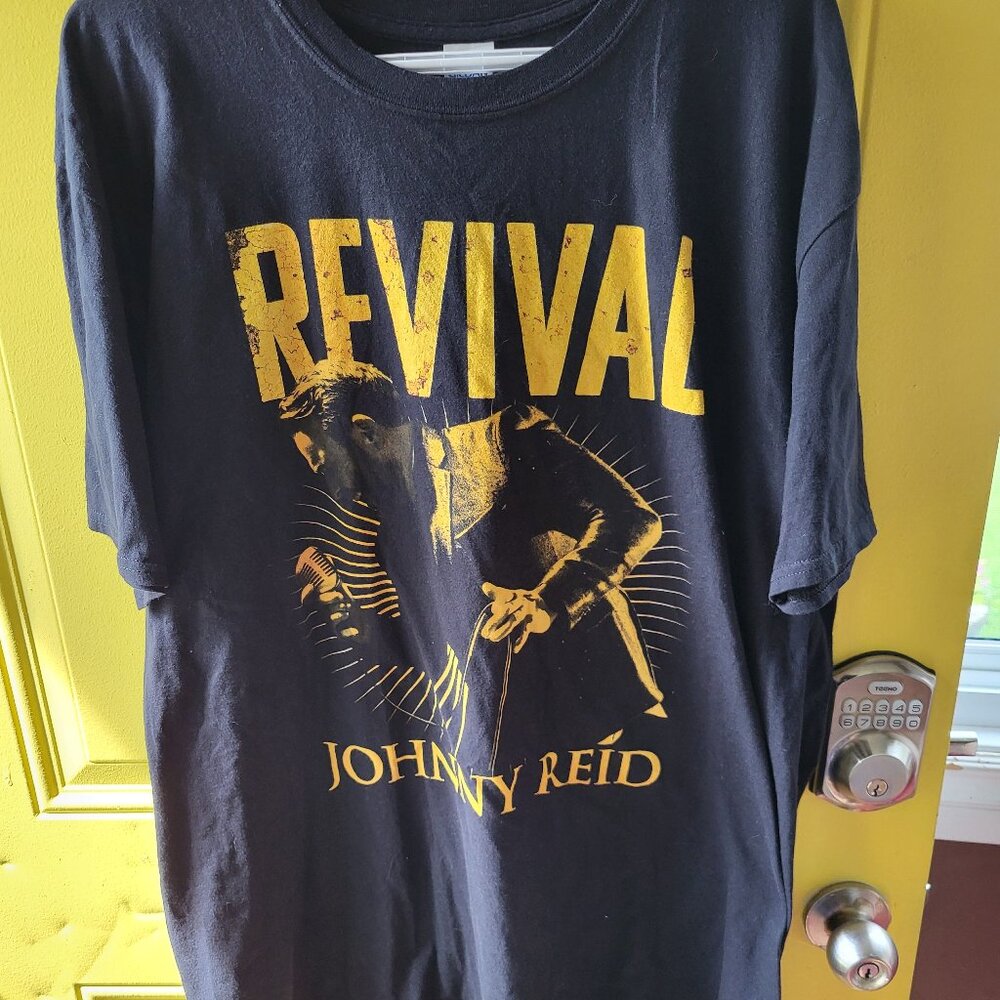 JOHNNY REID REVIVAL LIVE 2018 CANADIAN TOUR 2-SIDED T-SHIRT BLACK 2XL MEN'S GUC